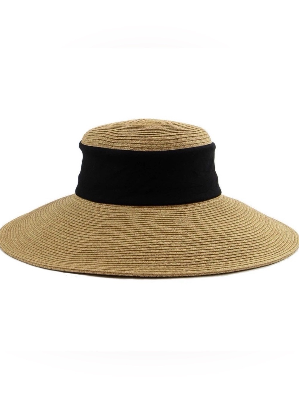 San Diego Wide Brim Straw Women’s Sun Hat Collapsible Black Tan Crushable Travel